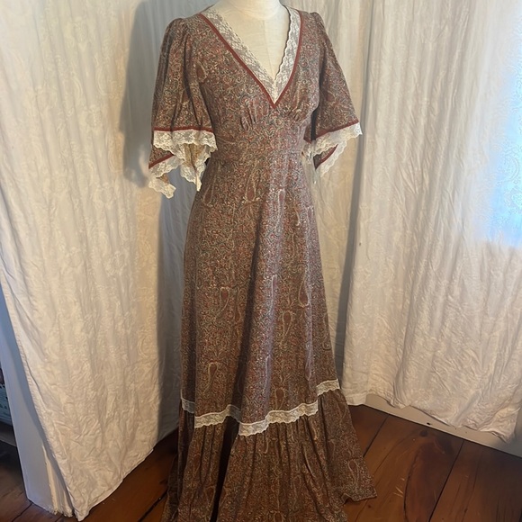 vintage 70sCandi Jones of California maxi dress angel sleeves - Picture 1 of 7